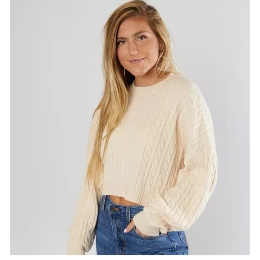 Revolve Le Lis Women's Zip-Up Crop Sweater Long Sleeve Size Small 2665